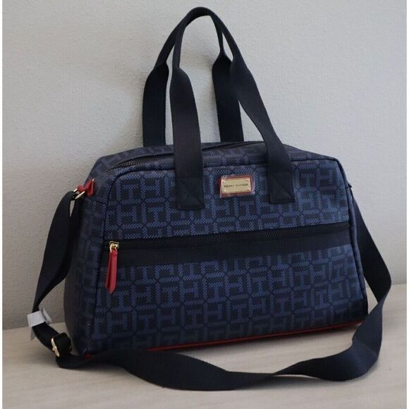 Tommy Hilfiger 69J6572-410 Unisex Blue Allover Print Travel Duffle Bag - Picture 3 of 11
